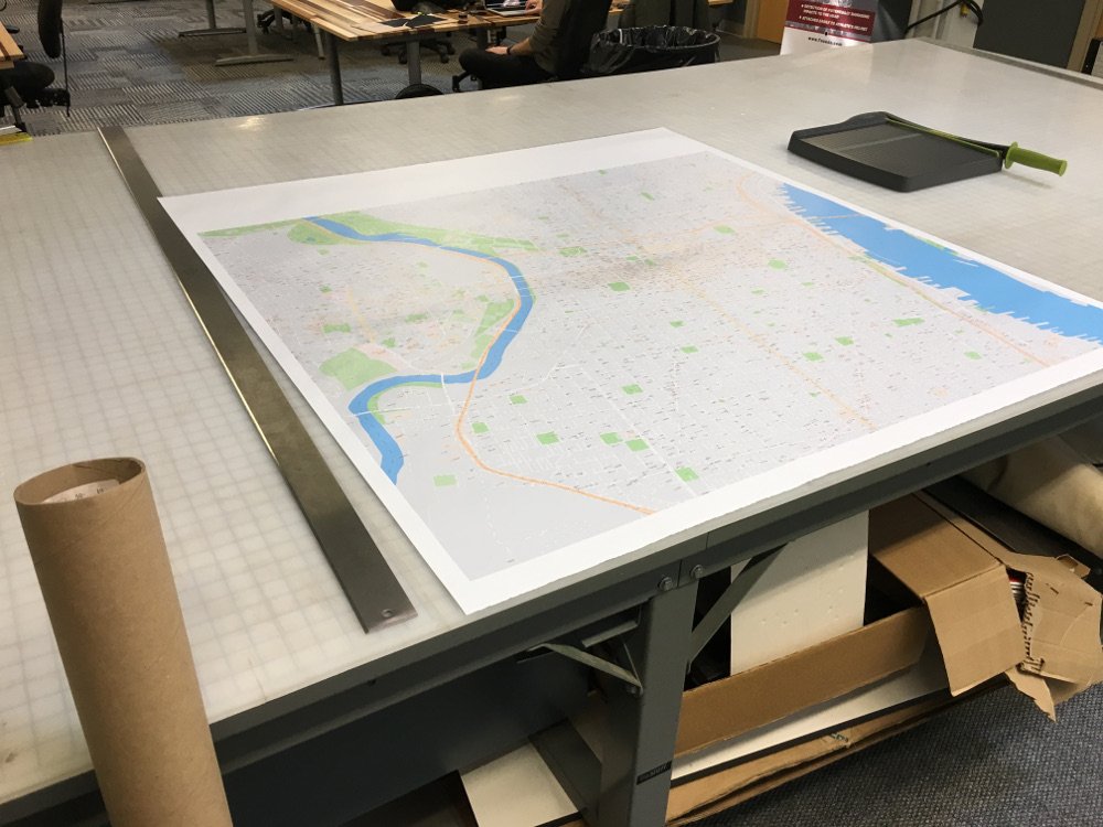 Map on drafting table